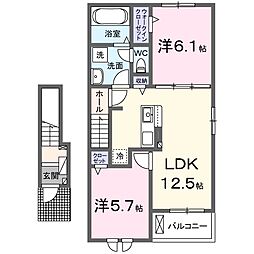サニーコート・コルテシアII 2LDKの間取図画像