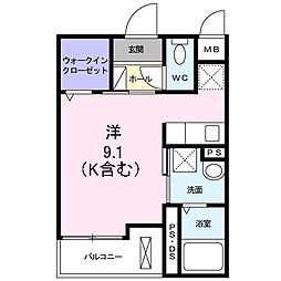 カーサ　アリエッタ 1階1Kの間取り