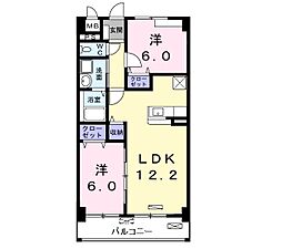 フルール 2LDKの間取図画像