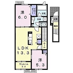 エセックス西苑1 2LDKの間取図画像