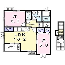 サニープレイン2 2LDKの間取図画像