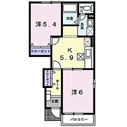 ピュアハイム　I 1階2Kの間取り