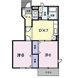 ル・クプル 2DKの間取図画像