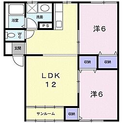 フローラヴィレッヂI 1階2LDKの間取り