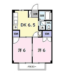 クレセント21B 2DKの間取図画像