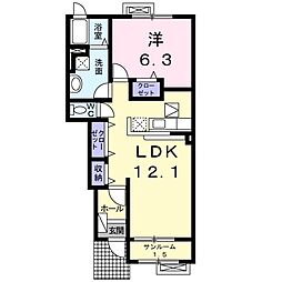 シェーン・ドルフI 1階1LDKの間取り