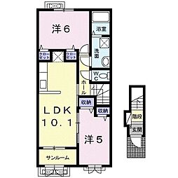 ルコネッサンス 2階2LDKの間取り