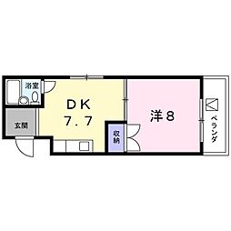グリーンハイツ 2階1DKの間取り