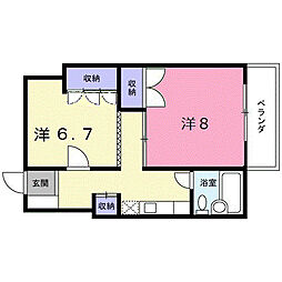 グリーンハイツ 1階2Kの間取り