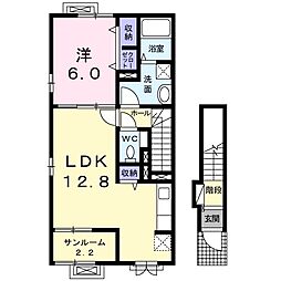 メゾン・クラールＡ 2階1LDKの間取り