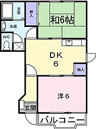 セレーネ310　Ｂ 1階2DKの間取り