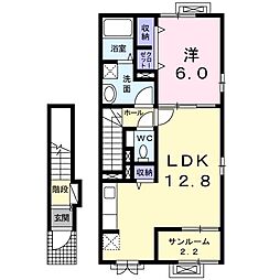 メゾン・クラールA 1LDKの間取図画像