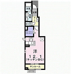 プレジール ワンルームの間取図画像