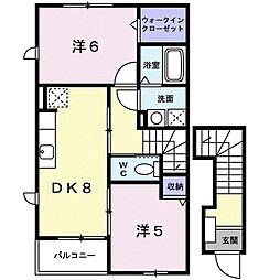 ヘブンス・ドア 2DKの間取図画像