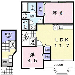 ノーブル・ハイムII 2階2LDKの間取り