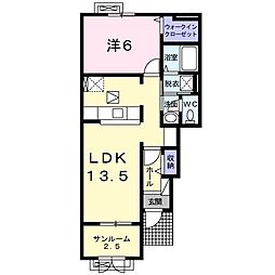 アンダンテいわせ野1 1LDKの間取図画像