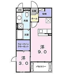 サンハウス志家 5階1LDKの間取り