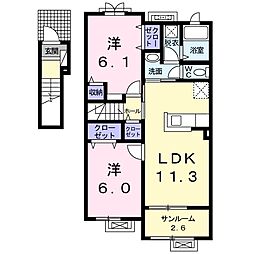 ベガ 2階2LDKの間取り
