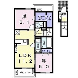 ルタン宮津A 2LDKの間取図画像