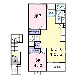 サンルミエール 2階2LDKの間取り