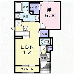 トレス　グラナード 1階1LDKの間取り