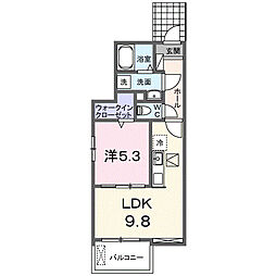 ヴィアアルスII 1LDKの間取図画像