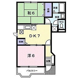 セレーネ310　Ａ 1階2DKの間取り