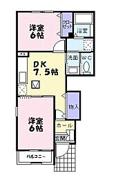 ウエスト 2DKの間取図画像