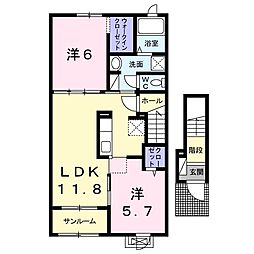 セイバリー.E3 2LDKの間取図画像