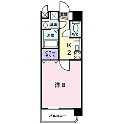 グラン・ビュー高麗 1Kの間取図画像