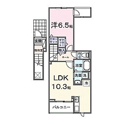 ソレイユ 2階1LDKの間取り