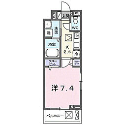 モーダ・フジ 1階1Kの間取り