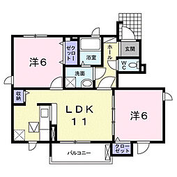 ジョワメゾン 1階2LDKの間取り
