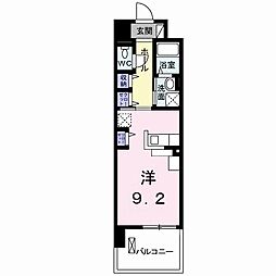 オーシャンスカイ ワンルームの間取図画像