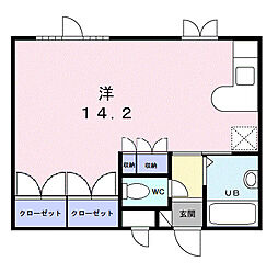 ツインパレスさくら台Ｎｏｒｔｈ 1階ワンルームの間取り