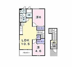ガーデンヒルズB 2LDKの間取図画像