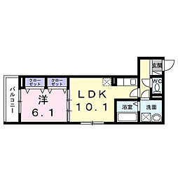 ヒカルサ和歌山本町 1LDKの間取図画像