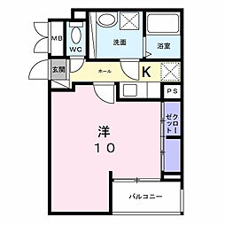 アヴァロン 1Kの間取図画像