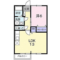 レジデンス桑原 1階1LDKの間取り