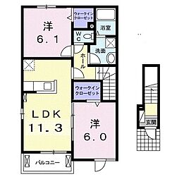 レジデンスモッポ2 2LDKの間取図画像