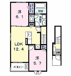 セシルII 2階2LDKの間取り