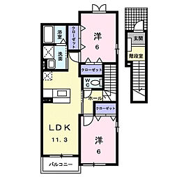 パークヒル 2階2LDKの間取り