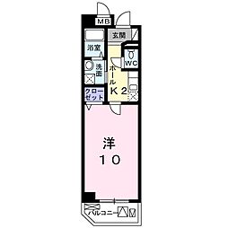 エストグランディール 1Kの間取図画像