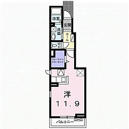富士グリーンテラス 1階ワンルームの間取り