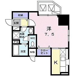 ロジュマンベル 1Kの間取図画像