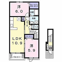 プチテラス1 2LDKの間取図画像