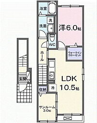ル・ブコン 2階1LDKの間取り