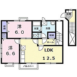 コモド・スワ 2階2LDKの間取り