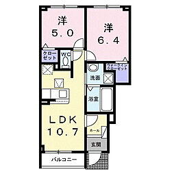 デライト 富士 A 2LDKの間取図画像