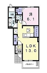 スリーアンジュ 1階1LDKの間取り